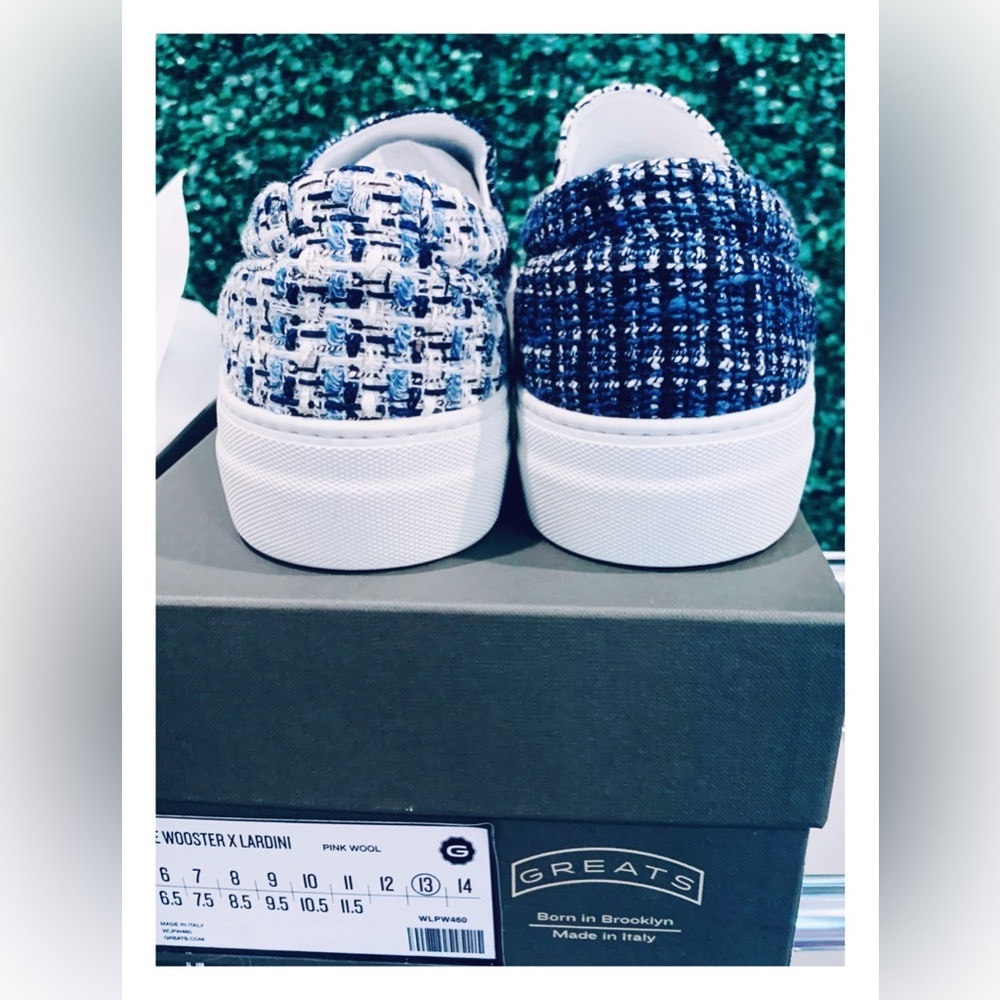 Greats Wooster x Lardini Collection Slip-On Limited Sneaker White/Blue, Size 13 - Picture 3 of 16